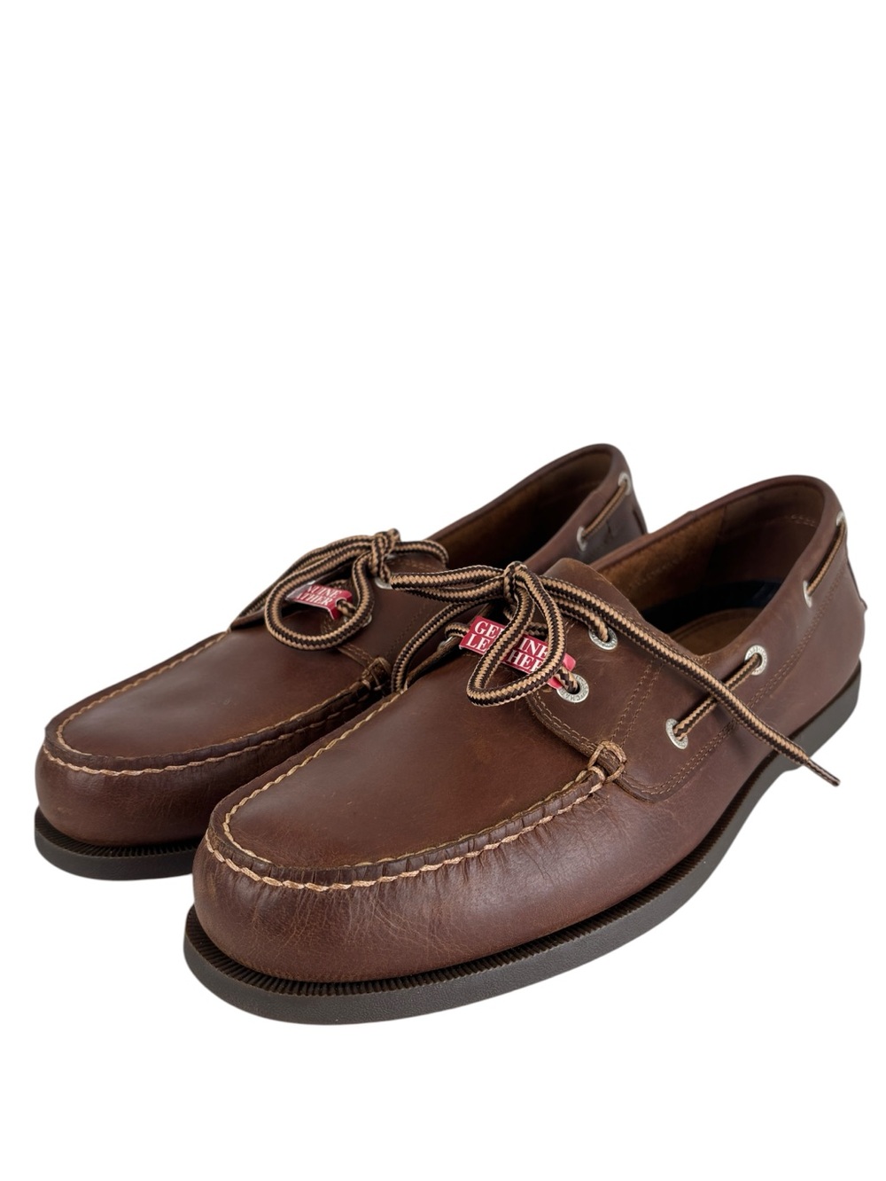 Chaps Ralph Lauren Brown Leather Boat Shoes Mens 12 M Preppy Classic NEW!